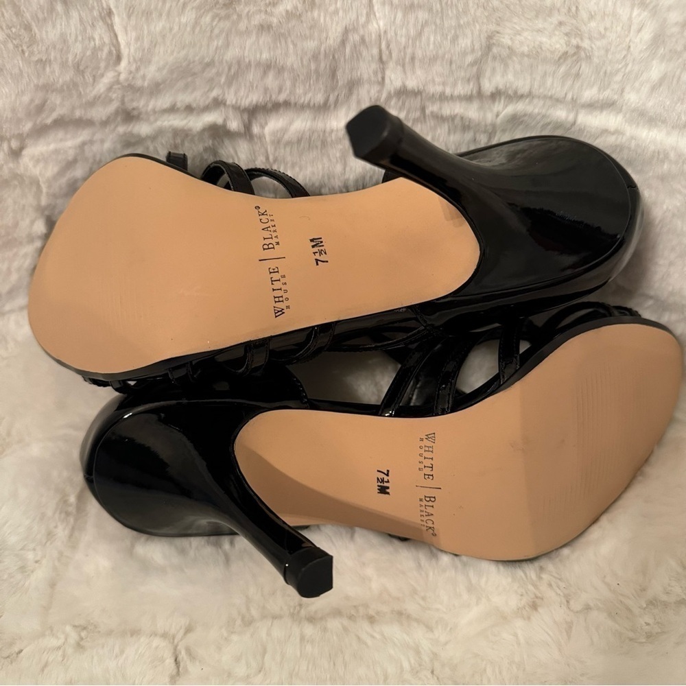 White House Black Market Black Strappy Heels Size 7.5 NEW 4 inch Heel - Picture 11 of 12